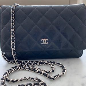 CHANEL Caviar Leather Wallet on a Chain